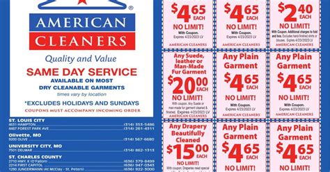 American Cleaners Coupons Printable